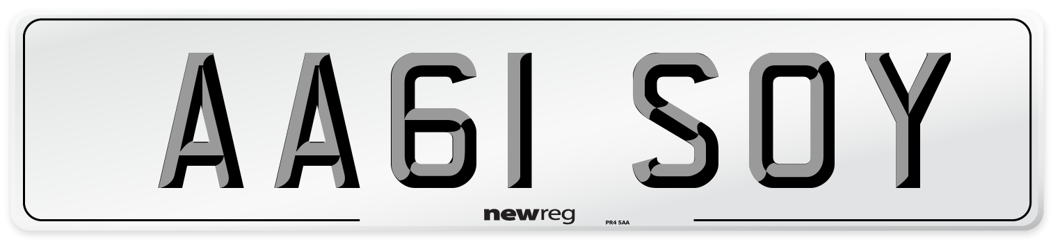 AA61 SOY Number Plate from New Reg
